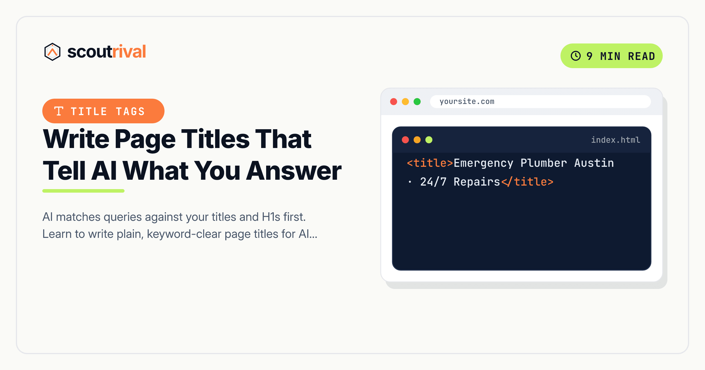 Write Page Titles That Tell AI What You Answer — cover