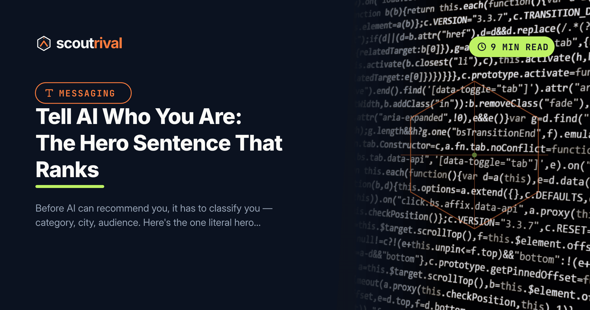 Tell AI Who You Are: The Hero Sentence That Ranks — cover